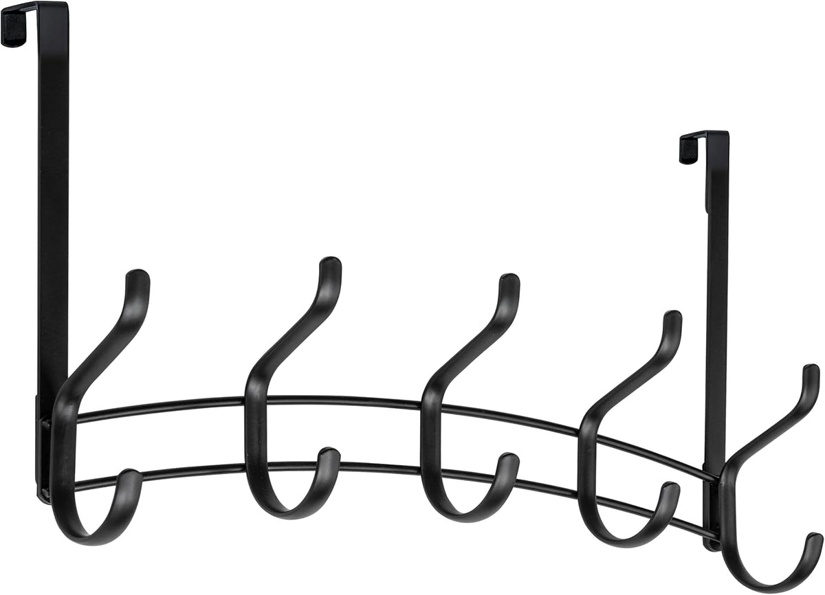 LYNK Professional® Home™ Over the Door Hooks - 9 Hook – Over the Door Coat Rack - Over the Door Hanger - Hanging Towels or Clothes - Bathroom, Bedroom, Laundry Room - Lifetime Ltd. Warranty, Black