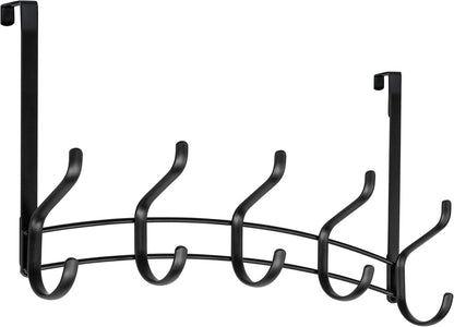 LYNK Professional® Home™ Over the Door Hooks - 9 Hook – Over the Door Coat Rack - Over the Door Hanger - Hanging Towels or Clothes - Bathroom, Bedroom, Laundry Room - Lifetime Ltd. Warranty, Black