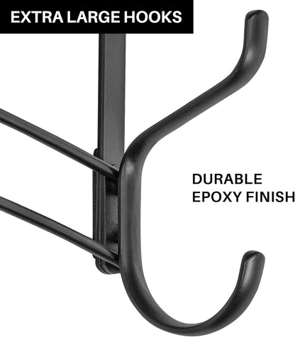 LYNK Professional® Home™ Over the Door Hooks - 9 Hook – Over the Door Coat Rack - Over the Door Hanger - Hanging Towels or Clothes - Bathroom, Bedroom, Laundry Room - Lifetime Ltd. Warranty, Black