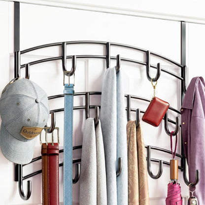 LYNK Professional® Home™ Over the Door Hooks - 9 Hook – Over the Door Coat Rack - Over the Door Hanger - Hanging Towels or Clothes - Bathroom, Bedroom, Laundry Room - Lifetime Ltd. Warranty, Black