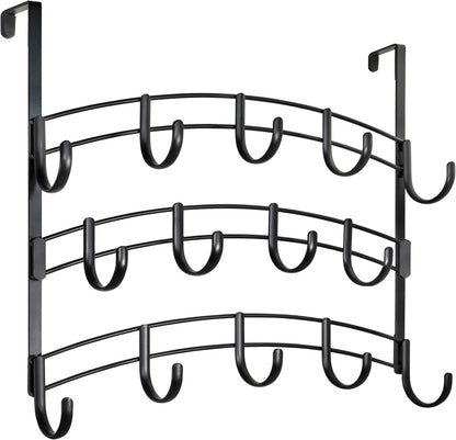 LYNK Professional® Home™ Over the Door Hooks - 9 Hook – Over the Door Coat Rack - Over the Door Hanger - Hanging Towels or Clothes - Bathroom, Bedroom, Laundry Room - Lifetime Ltd. Warranty, Black