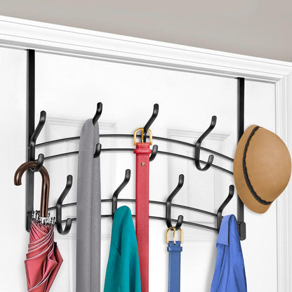 LYNK Professional® Home™ Over the Door Hooks - 9 Hook – Over the Door Coat Rack - Over the Door Hanger - Hanging Towels or Clothes - Bathroom, Bedroom, Laundry Room - Lifetime Ltd. Warranty, Black