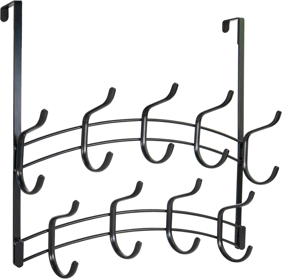 LYNK Professional® Home™ Over the Door Hooks - 9 Hook – Over the Door Coat Rack - Over the Door Hanger - Hanging Towels or Clothes - Bathroom, Bedroom, Laundry Room - Lifetime Ltd. Warranty, Black