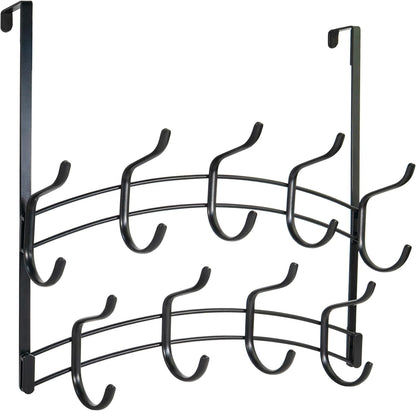 LYNK Professional® Home™ Over the Door Hooks - 9 Hook – Over the Door Coat Rack - Over the Door Hanger - Hanging Towels or Clothes - Bathroom, Bedroom, Laundry Room - Lifetime Ltd. Warranty, Black