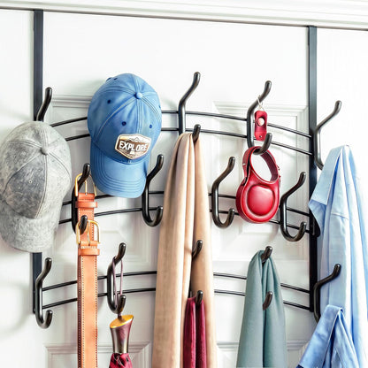 LYNK Professional® Home™ Over the Door Hooks - 9 Hook – Over the Door Coat Rack - Over the Door Hanger - Hanging Towels or Clothes - Bathroom, Bedroom, Laundry Room - Lifetime Ltd. Warranty, Black