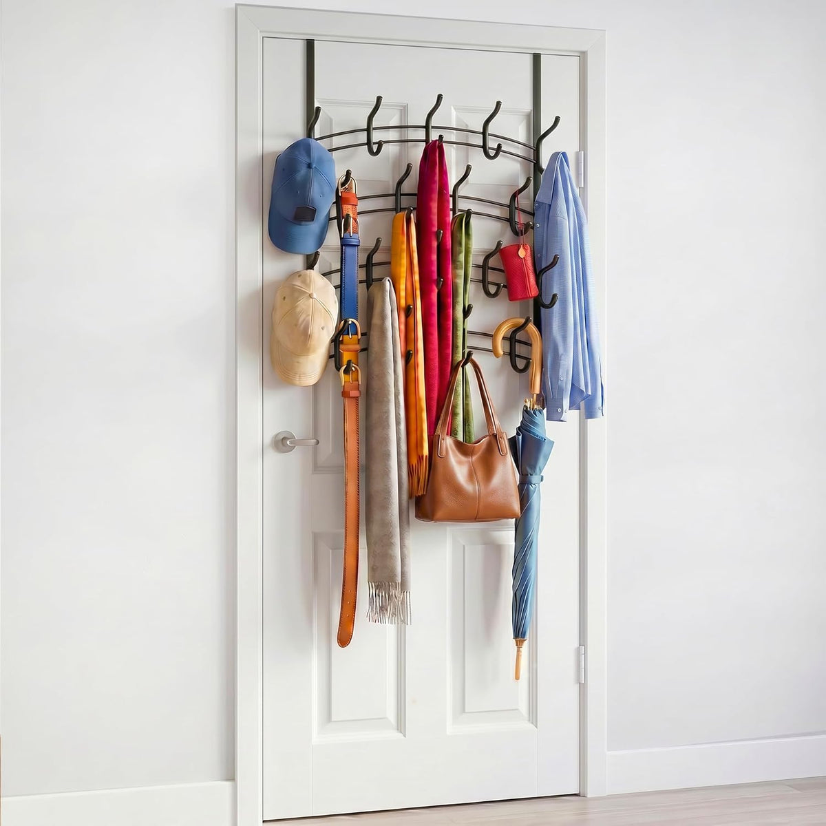 LYNK Professional® Home™ Over the Door Hooks - 9 Hook – Over the Door Coat Rack - Over the Door Hanger - Hanging Towels or Clothes - Bathroom, Bedroom, Laundry Room - Lifetime Ltd. Warranty, Black