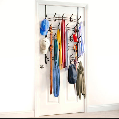LYNK Professional® Home™ Over the Door Hooks - 9 Hook – Over the Door Coat Rack - Over the Door Hanger - Hanging Towels or Clothes - Bathroom, Bedroom, Laundry Room - Lifetime Ltd. Warranty, Black