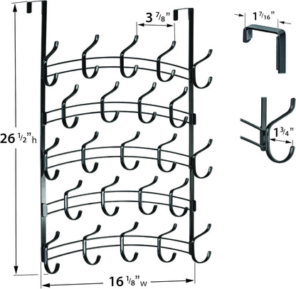LYNK Professional® Home™ Over the Door Hooks - 9 Hook – Over the Door Coat Rack - Over the Door Hanger - Hanging Towels or Clothes - Bathroom, Bedroom, Laundry Room - Lifetime Ltd. Warranty, Black