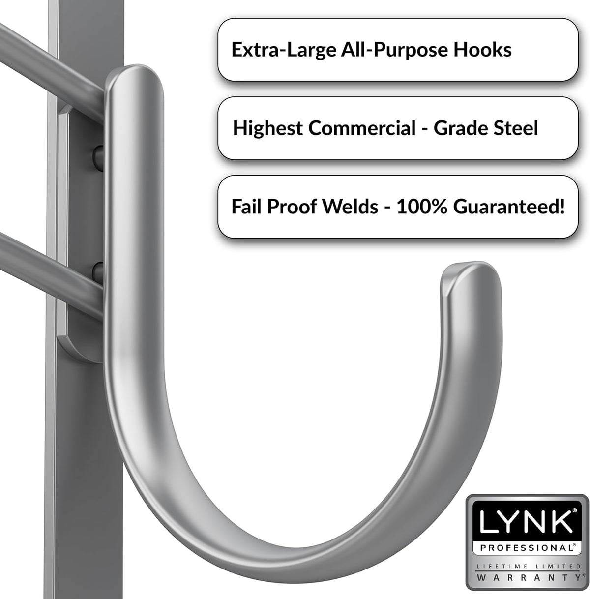 LYNK Professional® Home™ Over the Door Hooks - 9 Hook – Over the Door Coat Rack - Over the Door Hanger - Hanging Towels or Clothes - Bathroom, Bedroom, Laundry Room - Lifetime Ltd. Warranty, Black