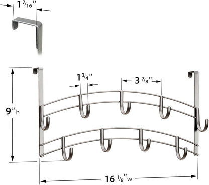 LYNK Professional® Home™ Over the Door Hooks - 9 Hook – Over the Door Coat Rack - Over the Door Hanger - Hanging Towels or Clothes - Bathroom, Bedroom, Laundry Room - Lifetime Ltd. Warranty, Black