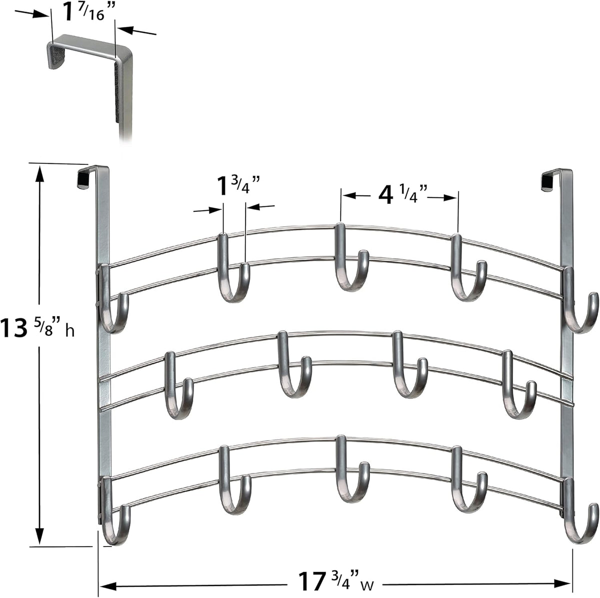 LYNK Professional® Home™ Over the Door Hooks - 9 Hook – Over the Door Coat Rack - Over the Door Hanger - Hanging Towels or Clothes - Bathroom, Bedroom, Laundry Room - Lifetime Ltd. Warranty, Black