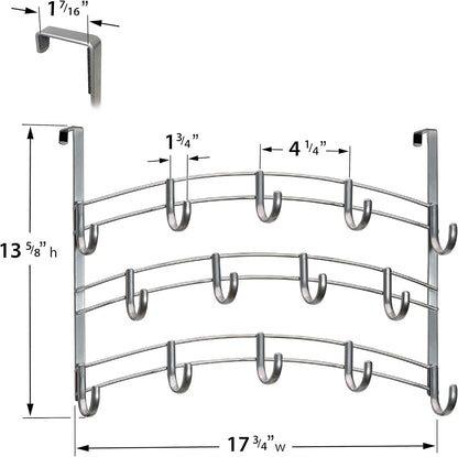 LYNK Professional® Home™ Over the Door Hooks - 9 Hook – Over the Door Coat Rack - Over the Door Hanger - Hanging Towels or Clothes - Bathroom, Bedroom, Laundry Room - Lifetime Ltd. Warranty, Black