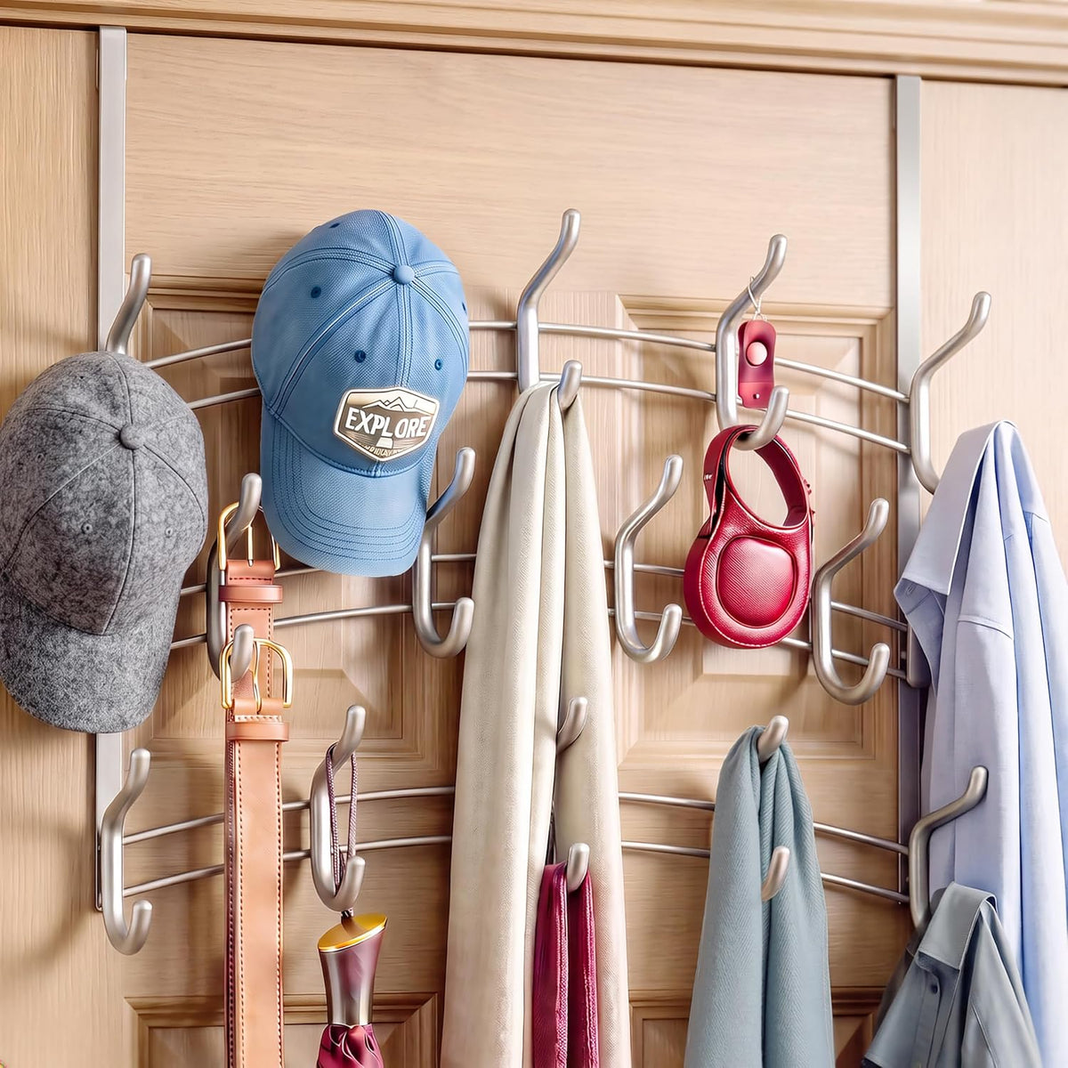 LYNK Professional® Home™ Over the Door Hooks - 9 Hook – Over the Door Coat Rack - Over the Door Hanger - Hanging Towels or Clothes - Bathroom, Bedroom, Laundry Room - Lifetime Ltd. Warranty, Black