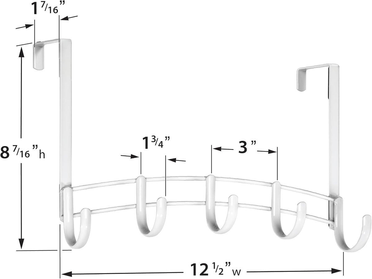 LYNK Professional® Home™ Over the Door Hooks - 9 Hook – Over the Door Coat Rack - Over the Door Hanger - Hanging Towels or Clothes - Bathroom, Bedroom, Laundry Room - Lifetime Ltd. Warranty, Black