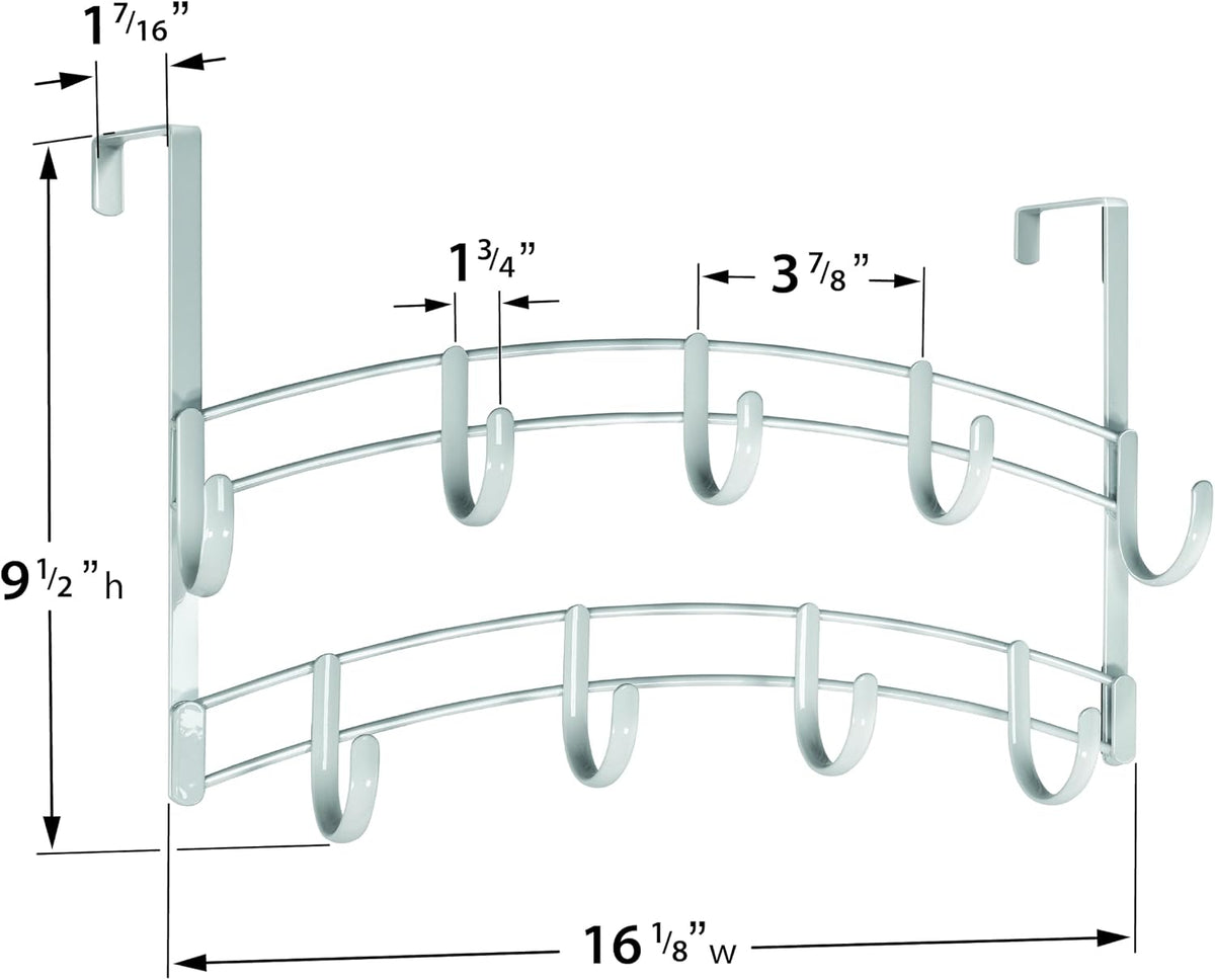 LYNK Professional® Home™ Over the Door Hooks - 9 Hook – Over the Door Coat Rack - Over the Door Hanger - Hanging Towels or Clothes - Bathroom, Bedroom, Laundry Room - Lifetime Ltd. Warranty, Black