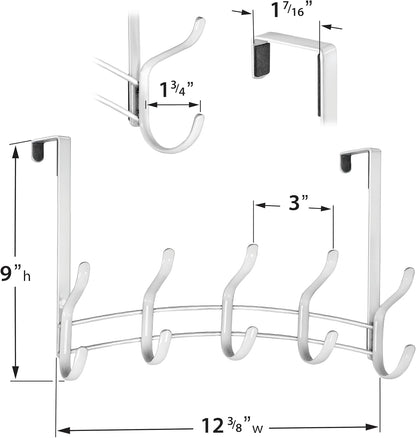 LYNK Professional® Home™ Over the Door Hooks - 9 Hook – Over the Door Coat Rack - Over the Door Hanger - Hanging Towels or Clothes - Bathroom, Bedroom, Laundry Room - Lifetime Ltd. Warranty, Black