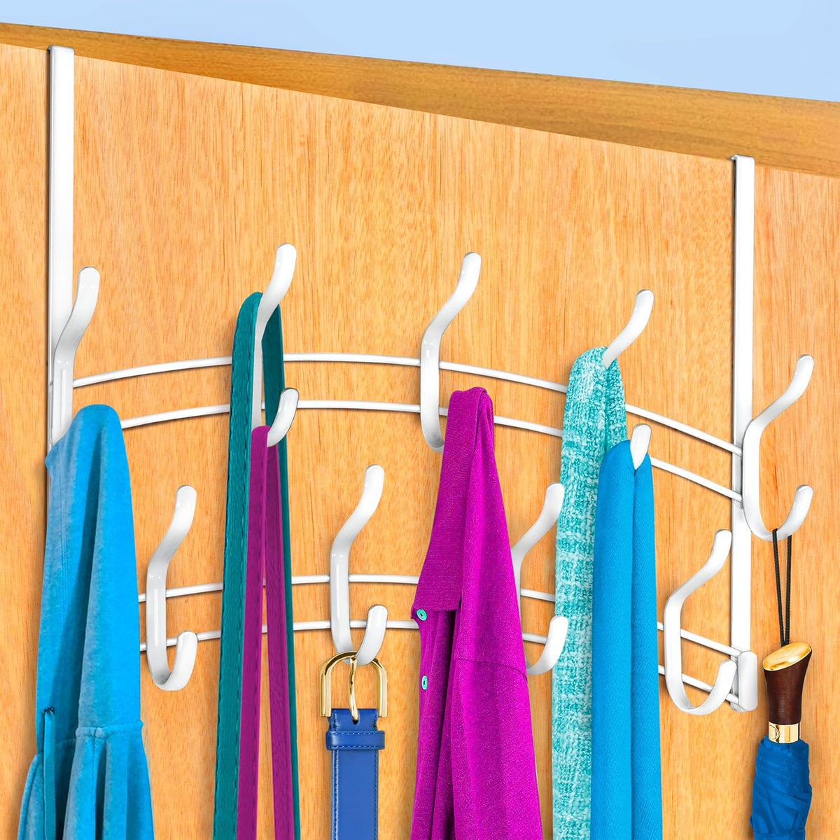 LYNK Professional® Home™ Over the Door Hooks - 9 Hook – Over the Door Coat Rack - Over the Door Hanger - Hanging Towels or Clothes - Bathroom, Bedroom, Laundry Room - Lifetime Ltd. Warranty, Black