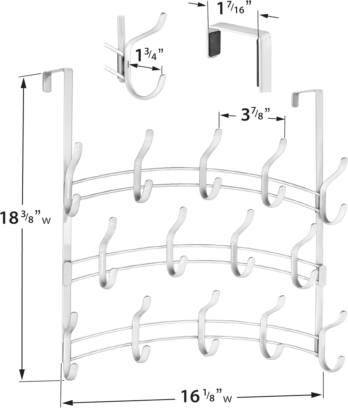 LYNK Professional® Home™ Over the Door Hooks - 9 Hook – Over the Door Coat Rack - Over the Door Hanger - Hanging Towels or Clothes - Bathroom, Bedroom, Laundry Room - Lifetime Ltd. Warranty, Black