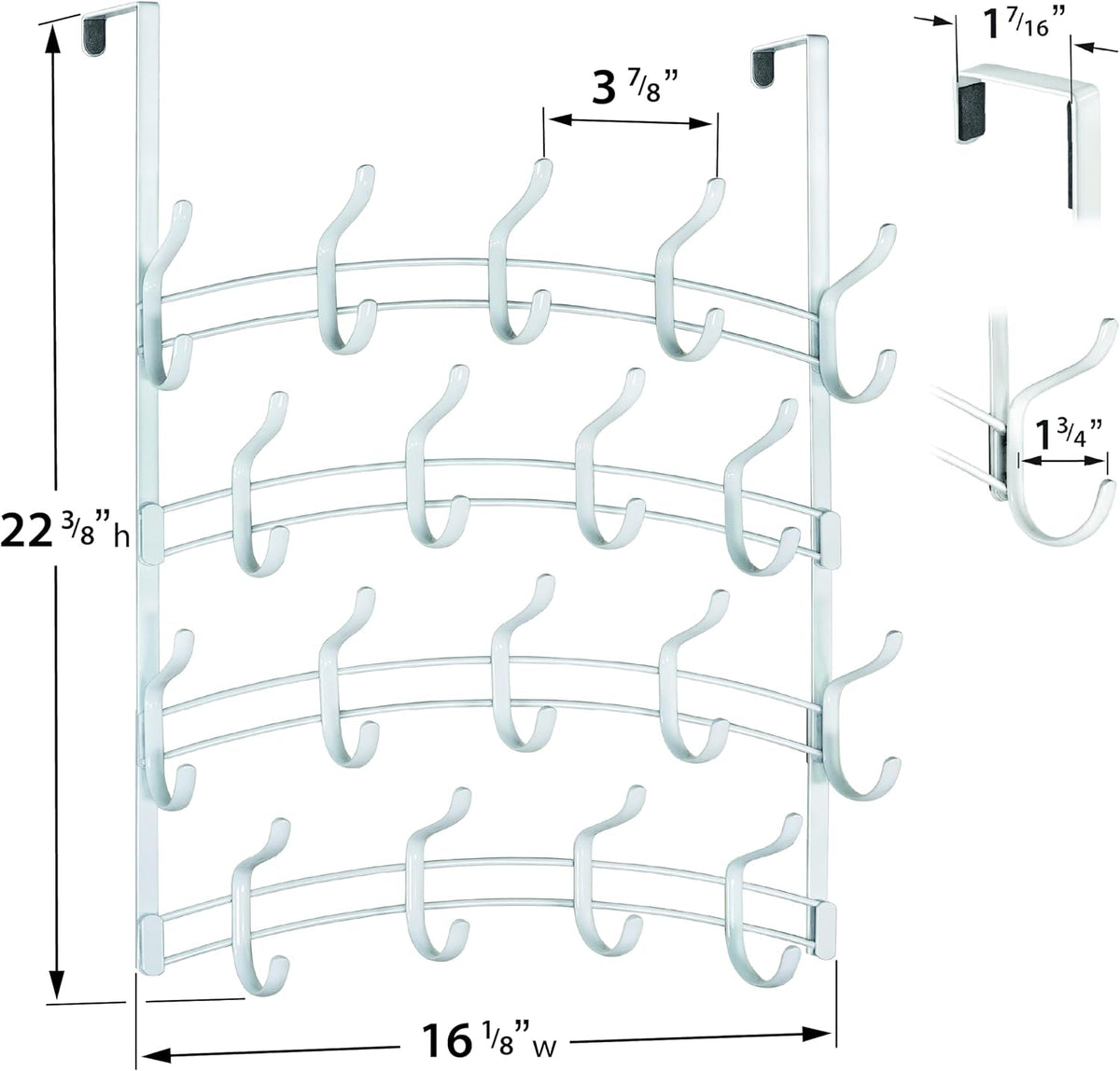 LYNK Professional® Home™ Over the Door Hooks - 9 Hook – Over the Door Coat Rack - Over the Door Hanger - Hanging Towels or Clothes - Bathroom, Bedroom, Laundry Room - Lifetime Ltd. Warranty, Black