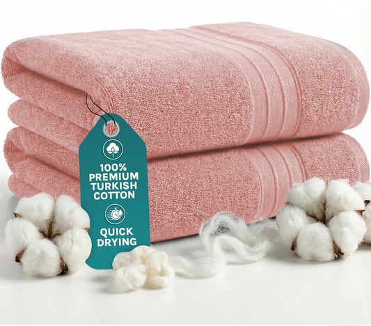 Luxury Bath Towels Extra Large Fluffy Set of 2 Plush Hotel Towel for Bathroom Luxury Made from Soft Superior Turkish Cotton, Thick, Absorbent, Easy Dry, Durable (Green - 30x56)