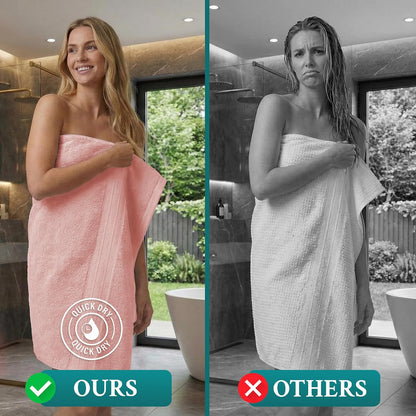 Luxury Bath Towels Extra Large Fluffy Set of 2 Plush Hotel Towel for Bathroom Luxury Made from Soft Superior Turkish Cotton, Thick, Absorbent, Easy Dry, Durable (Green - 30x56)