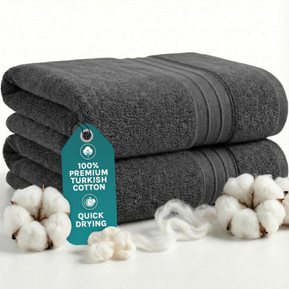 Luxury Bath Towels Extra Large Fluffy Set of 2 Plush Hotel Towel for Bathroom Luxury Made from Soft Superior Turkish Cotton, Thick, Absorbent, Easy Dry, Durable (Green - 30x56)
