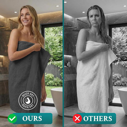 Luxury Bath Towels Extra Large Fluffy Set of 2 Plush Hotel Towel for Bathroom Luxury Made from Soft Superior Turkish Cotton, Thick, Absorbent, Easy Dry, Durable (Green - 30x56)