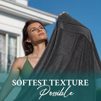 Luxury Bath Towels Extra Large Fluffy Set of 2 Plush Hotel Towel for Bathroom Luxury Made from Soft Superior Turkish Cotton, Thick, Absorbent, Easy Dry, Durable (Green - 30x56)