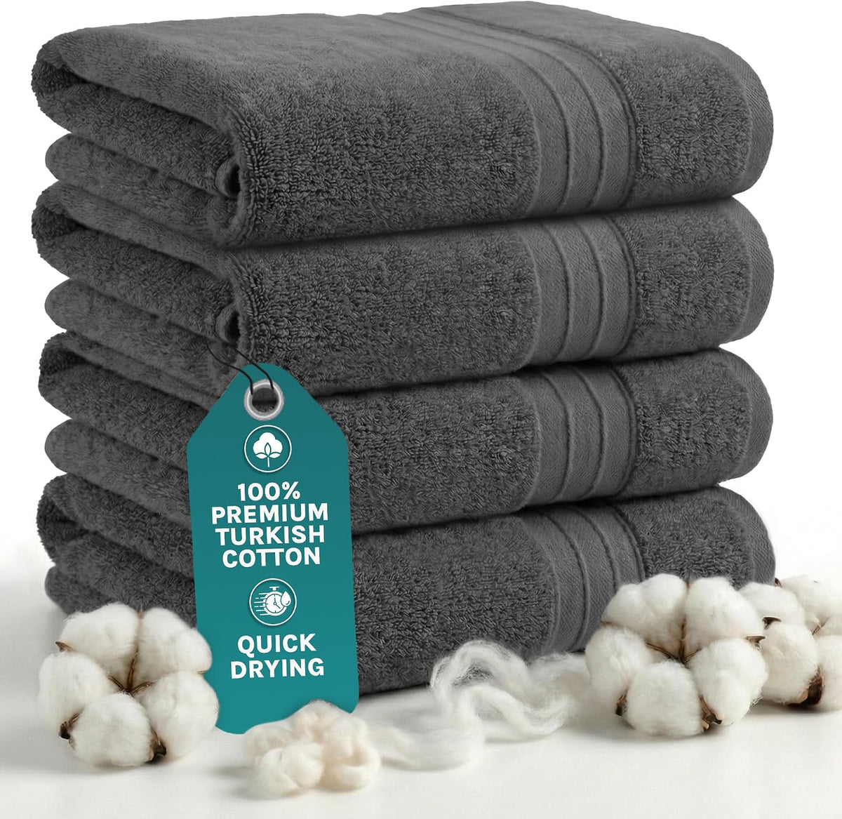 Luxury Bath Towels Extra Large Fluffy Set of 2 Plush Hotel Towel for Bathroom Luxury Made from Soft Superior Turkish Cotton, Thick, Absorbent, Easy Dry, Durable (Green - 30x56)
