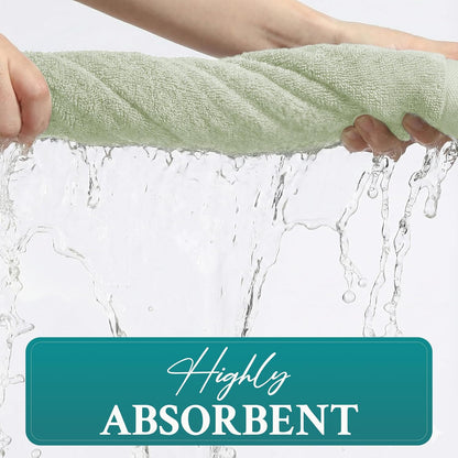 Luxury Bath Towels Extra Large Fluffy Set of 2 Plush Hotel Towel for Bathroom Luxury Made from Soft Superior Turkish Cotton, Thick, Absorbent, Easy Dry, Durable (Green - 30x56)