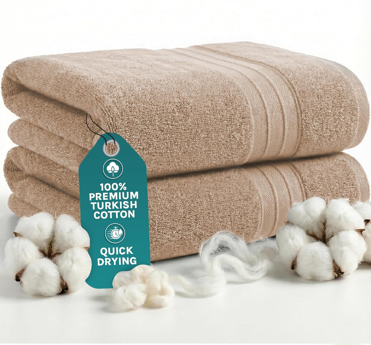 Luxury Bath Towels Extra Large Fluffy Set of 2 Plush Hotel Towel for Bathroom Luxury Made from Soft Superior Turkish Cotton, Thick, Absorbent, Easy Dry, Durable (Green - 30x56)
