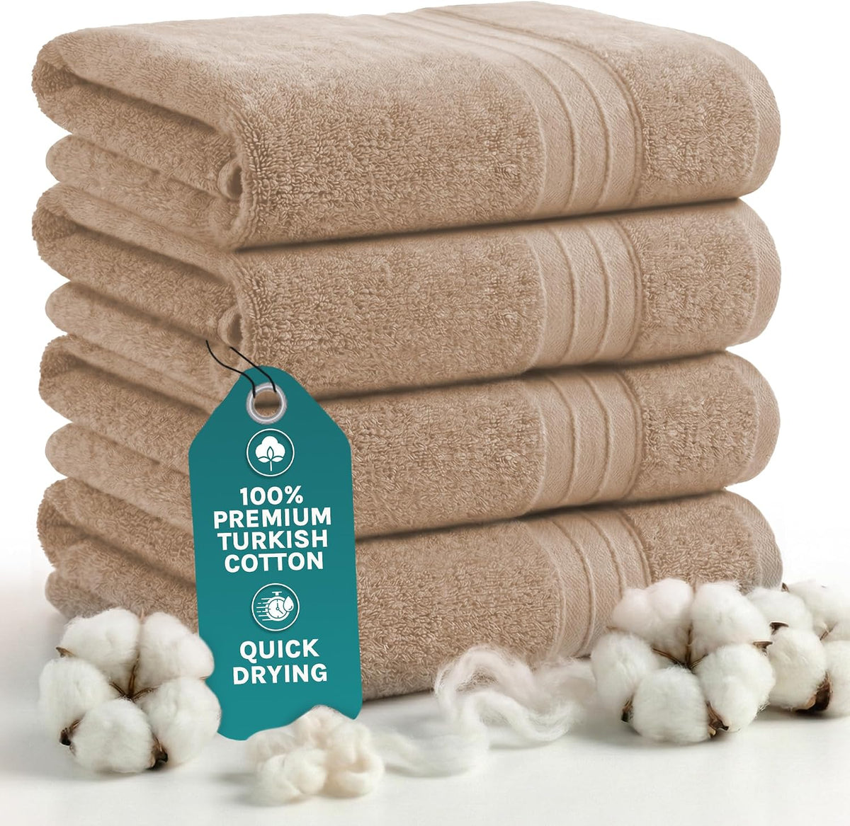Luxury Bath Towels Extra Large Fluffy Set of 2 Plush Hotel Towel for Bathroom Luxury Made from Soft Superior Turkish Cotton, Thick, Absorbent, Easy Dry, Durable (Green - 30x56)