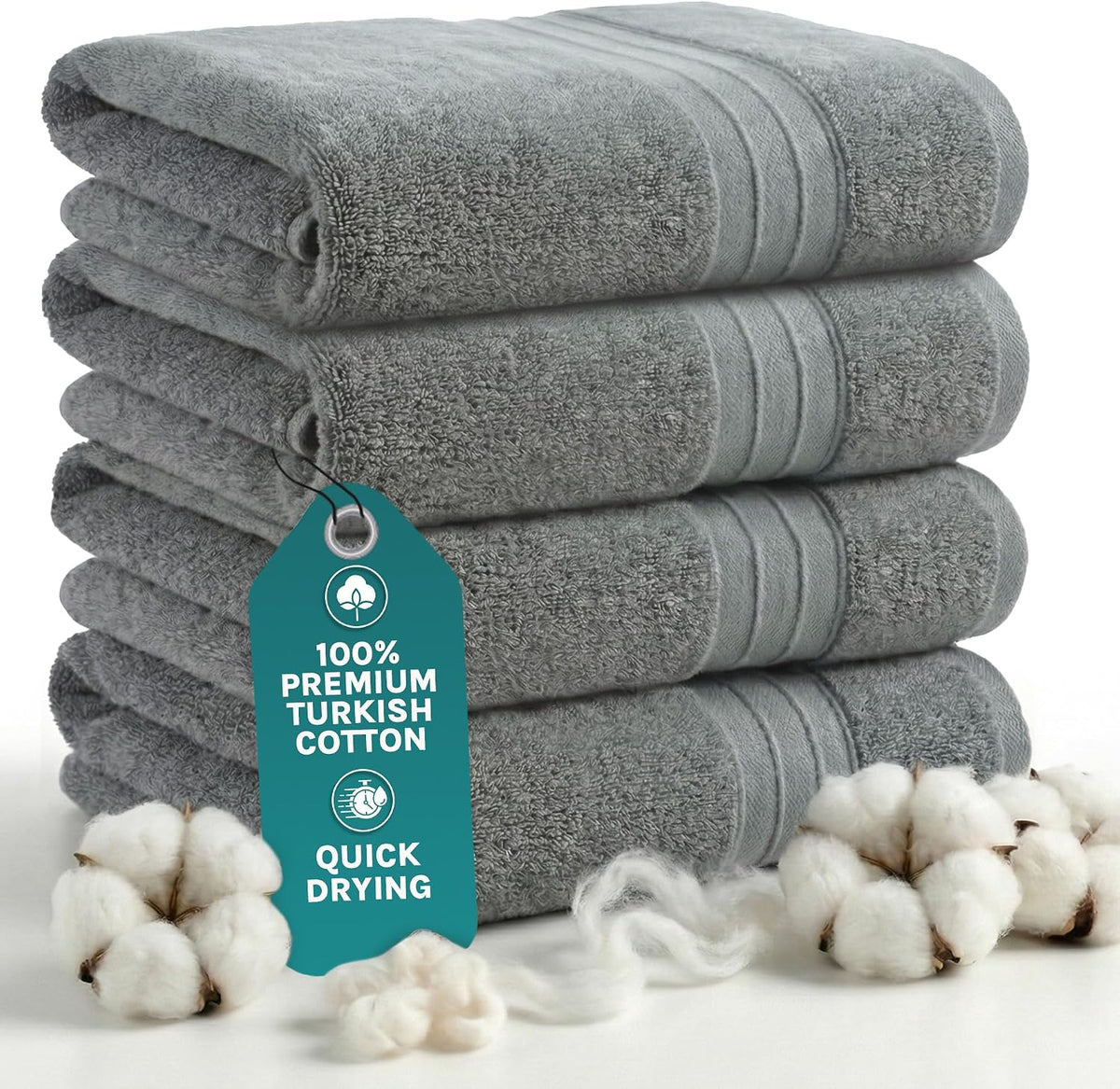 Luxury Bath Towels Extra Large Fluffy Set of 2 Plush Hotel Towel for Bathroom Luxury Made from Soft Superior Turkish Cotton, Thick, Absorbent, Easy Dry, Durable (Green - 30x56)