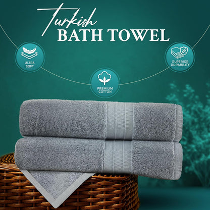 Luxury Bath Towels Extra Large Fluffy Set of 2 Plush Hotel Towel for Bathroom Luxury Made from Soft Superior Turkish Cotton, Thick, Absorbent, Easy Dry, Durable (Green - 30x56)