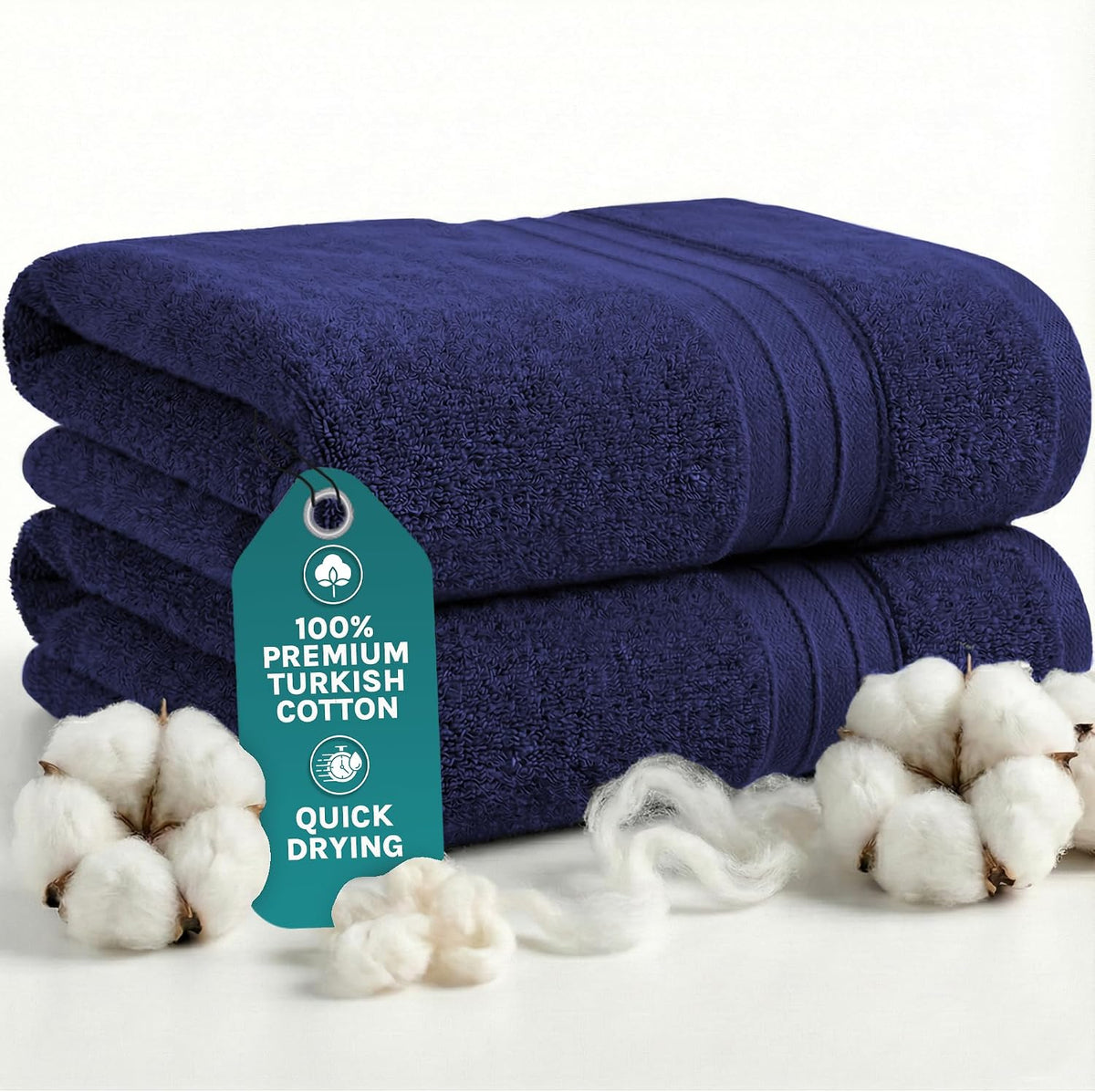 Luxury Bath Towels Extra Large Fluffy Set of 2 Plush Hotel Towel for Bathroom Luxury Made from Soft Superior Turkish Cotton, Thick, Absorbent, Easy Dry, Durable (Green - 30x56)