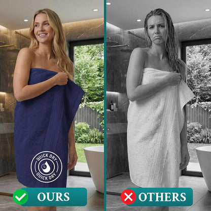 Luxury Bath Towels Extra Large Fluffy Set of 2 Plush Hotel Towel for Bathroom Luxury Made from Soft Superior Turkish Cotton, Thick, Absorbent, Easy Dry, Durable (Green - 30x56)