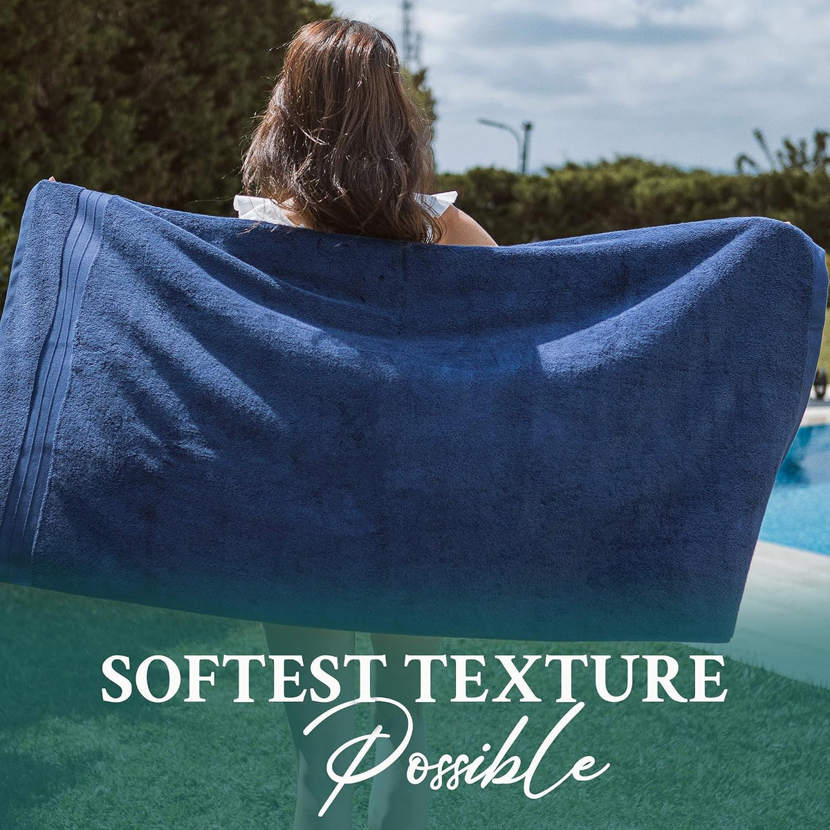 Luxury Bath Towels Extra Large Fluffy Set of 2 Plush Hotel Towel for Bathroom Luxury Made from Soft Superior Turkish Cotton, Thick, Absorbent, Easy Dry, Durable (Green - 30x56)
