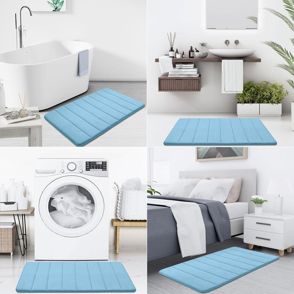 Memory Foam Bath Mat 24 x 16, Ultra Soft Absorbent Bathroom Rugs - Colors B