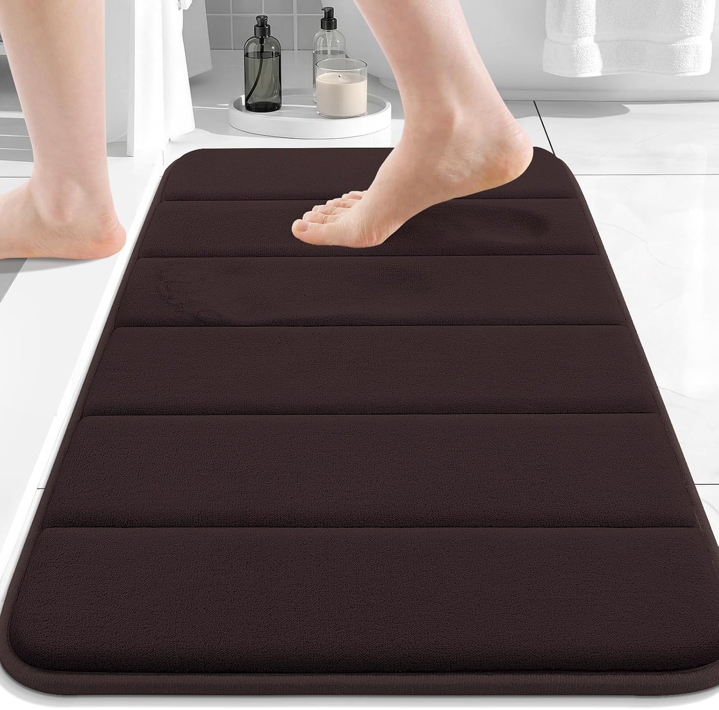 Memory Foam Bath Mat 24 x 16, Ultra Soft Absorbent Bathroom Rugs - Colors B