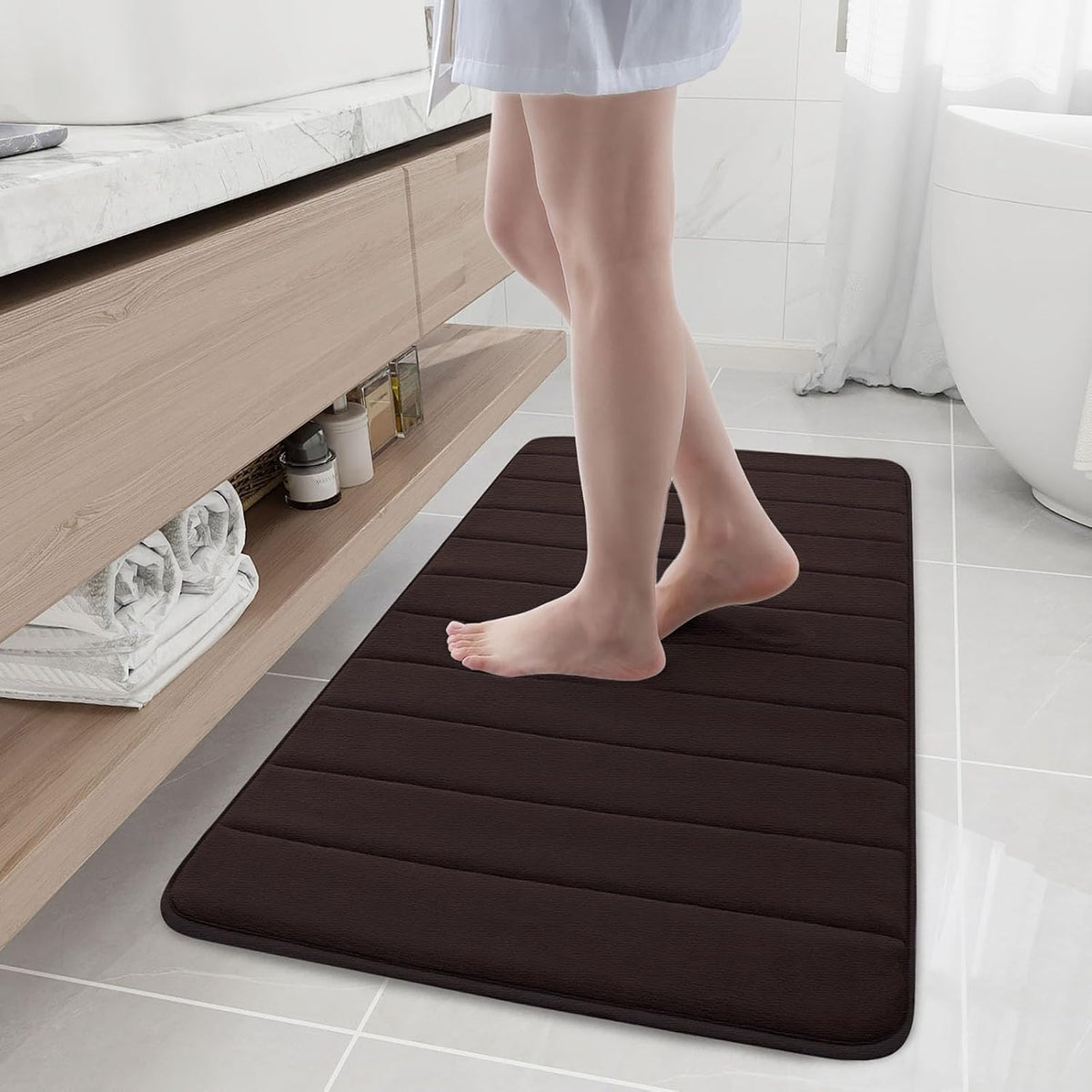 Memory Foam Bath Mat 24 x 16, Ultra Soft Absorbent Bathroom Rugs - Colors B