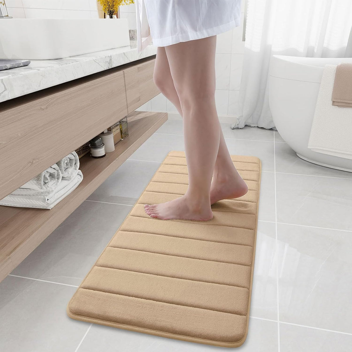 Memory Foam Bath Mat 24 x 16, Ultra Soft Absorbent Bathroom Rugs - Colors B