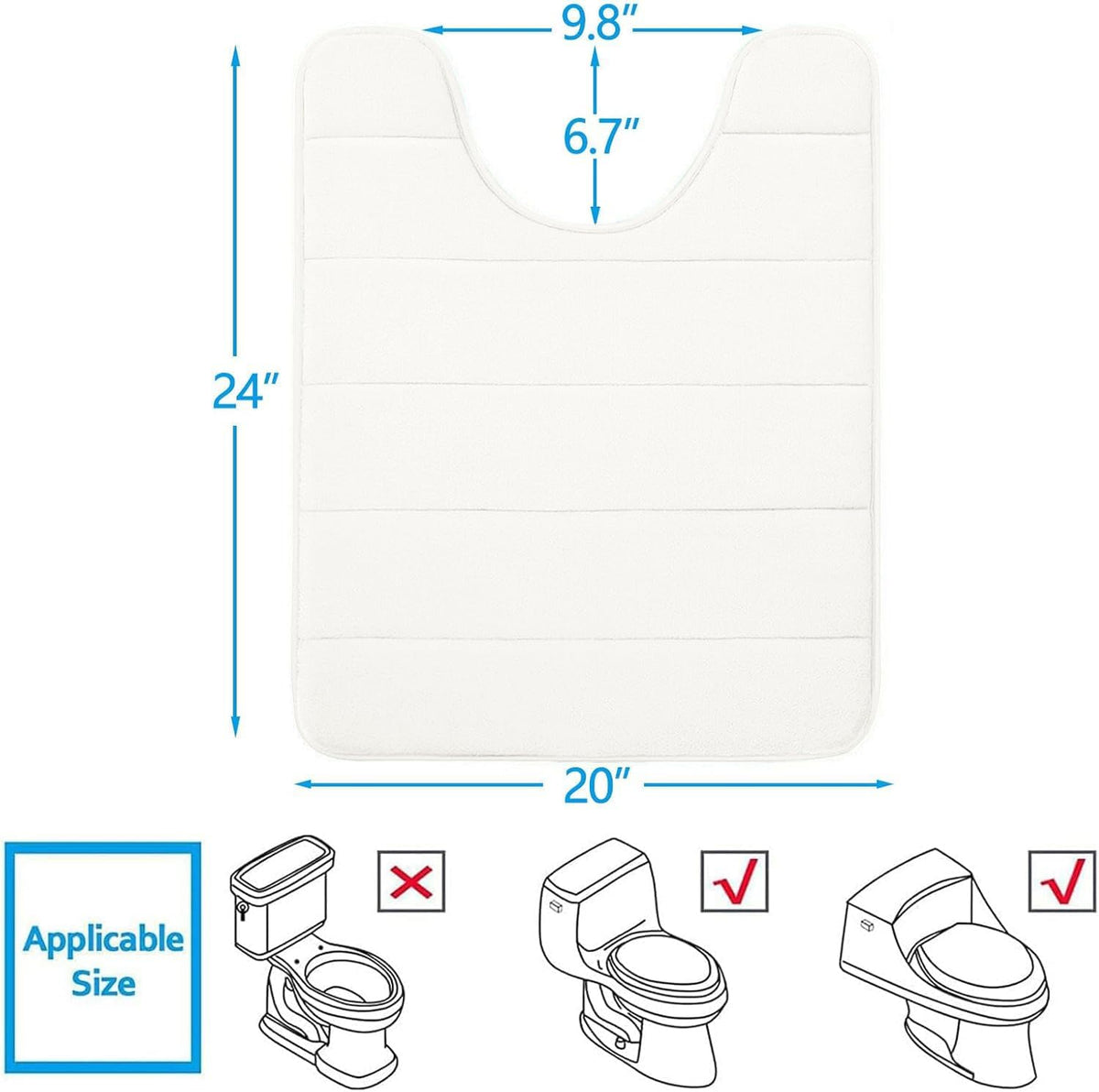 Memory Foam Bath Mat 24 x 16, Ultra Soft Absorbent Bathroom Rugs - Colors B