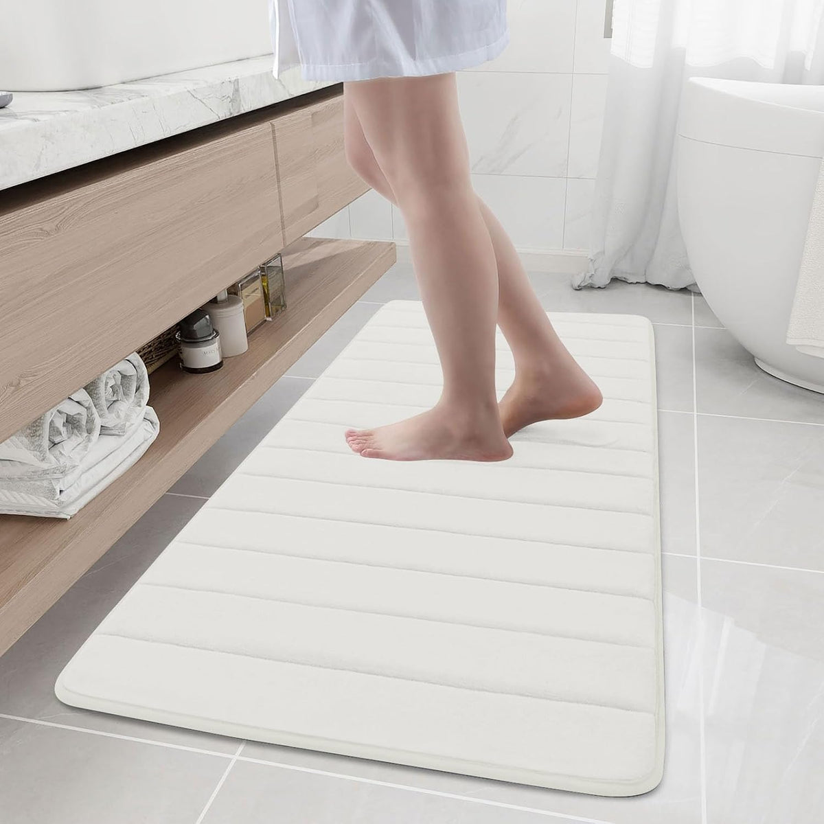 Memory Foam Bath Mat 24 x 16, Ultra Soft Absorbent Bathroom Rugs - Colors B