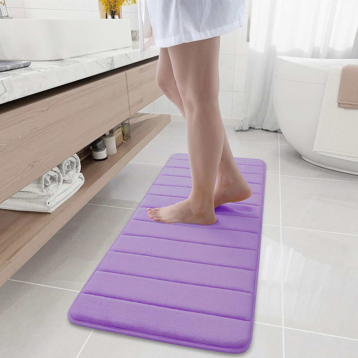 Memory Foam Bath Mat 24 x 16, Ultra Soft Absorbent Bathroom Rugs - Colors B