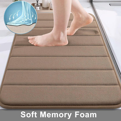 Memory Foam Bath Mat 24 x 16, Ultra Soft Absorbent Bathroom Rugs - Colors B