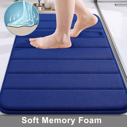 Memory Foam Bath Mat 24 x 16, Ultra Soft Absorbent Bathroom Rugs - Colors B
