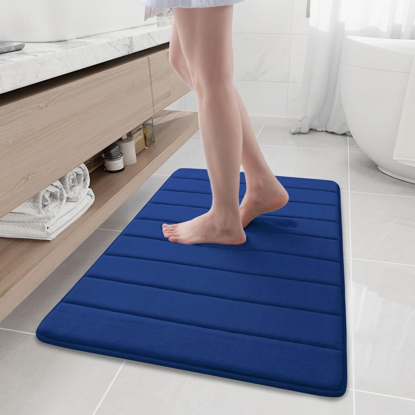 Memory Foam Bath Mat 24 x 16, Ultra Soft Absorbent Bathroom Rugs - Colors B