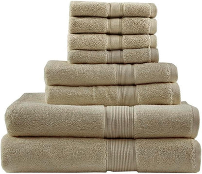 800GSM 100% Cotton Bathroom Bath Towel Set of 8, Grey | Long Staple, Highly Absorbent, Durable Hotel Spa Quality, Quick Dry, Double Stitched Hems, Lint Reducing, OEKO-TEX Certified - Colors B
