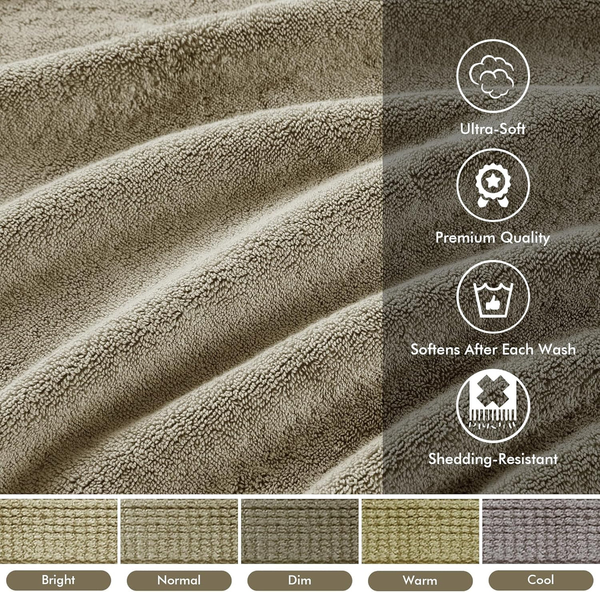 800GSM 100% Cotton Bathroom Bath Towel Set of 8, Grey | Long Staple, Highly Absorbent, Durable Hotel Spa Quality, Quick Dry, Double Stitched Hems, Lint Reducing, OEKO-TEX Certified - Colors B