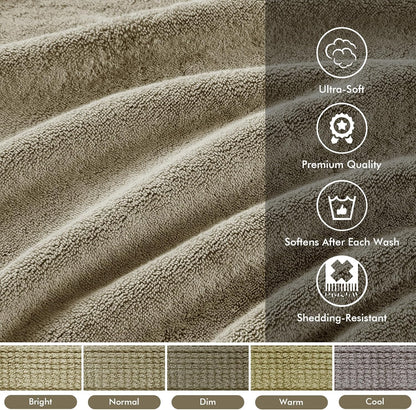 800GSM 100% Cotton Bathroom Bath Towel Set of 8, Grey | Long Staple, Highly Absorbent, Durable Hotel Spa Quality, Quick Dry, Double Stitched Hems, Lint Reducing, OEKO-TEX Certified - Colors B